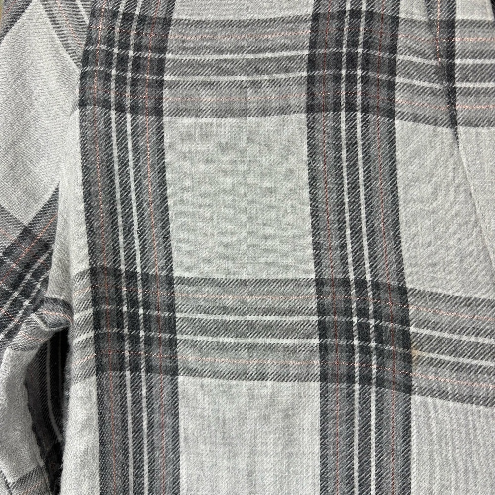 PAIGE Gray Plaid Buttonless Shirt Blouse Size M - Picture 8 of 12